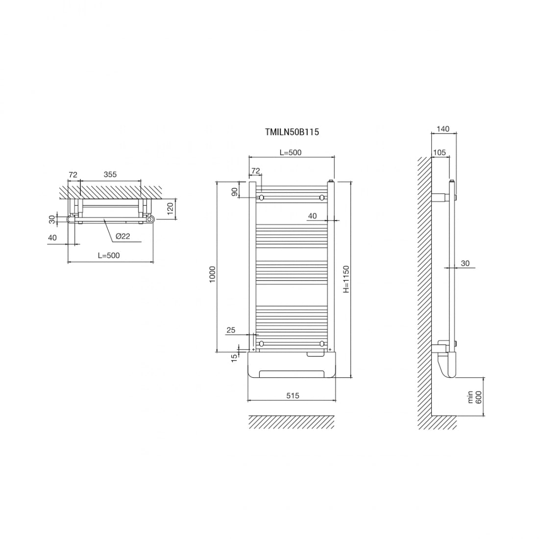 Toallero electrico con calefactor Milano