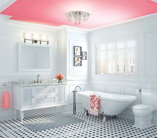 Baños con techos de colores, divertidos y diferentes