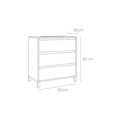 Meuble de salle de bain 3 tiroirs avec pieds Jade