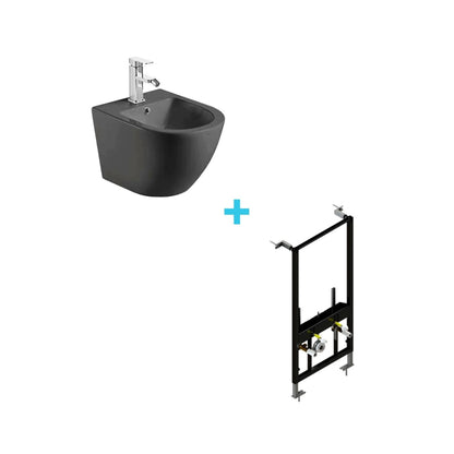 Pack bidet suspendu et cadre Zurca noir mat