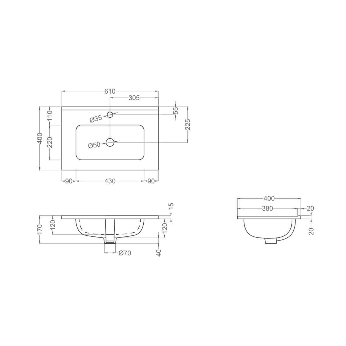Lavabo étroit Onix New F40