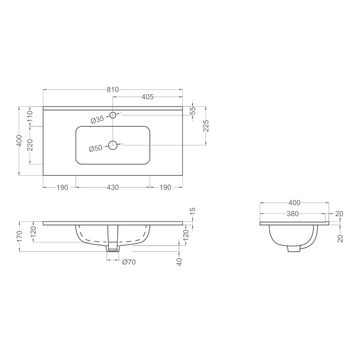 Lavabo étroit Onix New F40