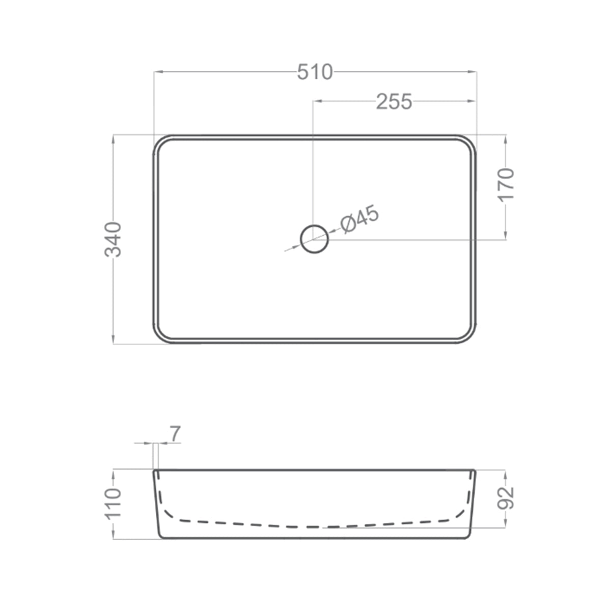 Lavabo rectangulaire à poser Curazao