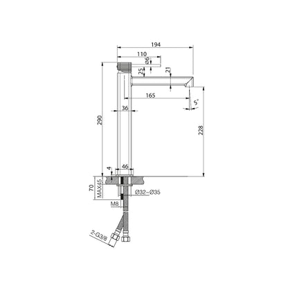 Mitigeur de lavabo à bec haut Firenze