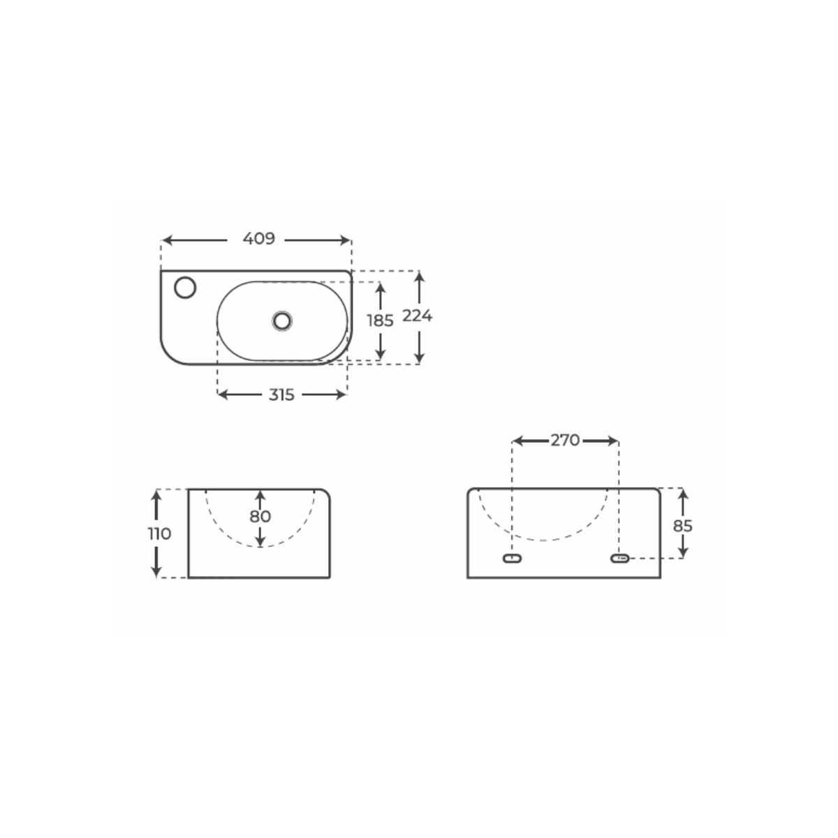 Lavabo fonds reduit Eiko