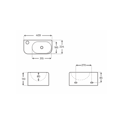 Lavabo fonds reduit Eiko