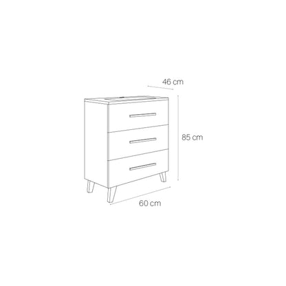 Meuble de salle de bain Fusta à 3 tiroirs
