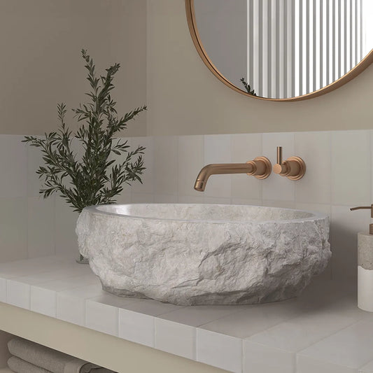 Lavabo en pierre à poser sur plan Galba