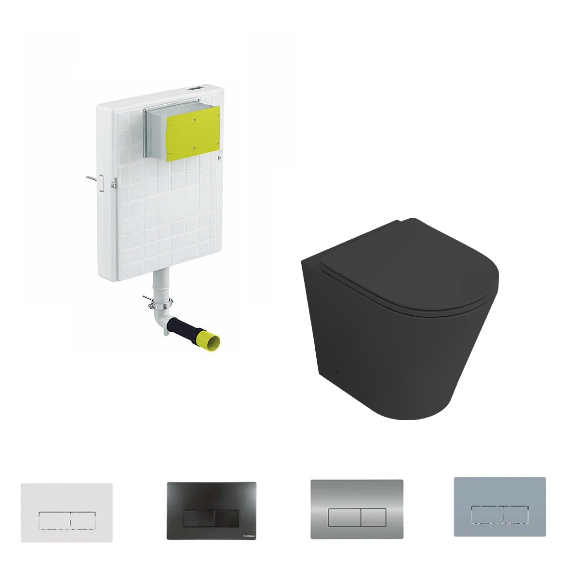 Pack toilette compacte Bolonia + réservoir de chasse encastré noir mat