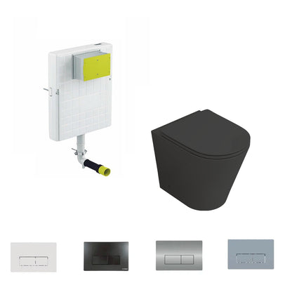 Pack toilette compacte Bolonia + réservoir de chasse encastré noir mat
