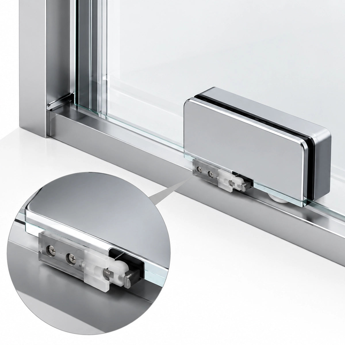 Paroi de douche fixe avec porte coulissante Moka