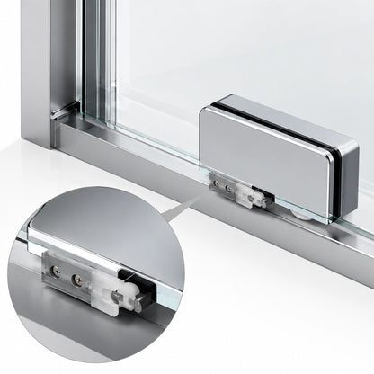 Paroi de douche fixe avec porte coulissante Moka