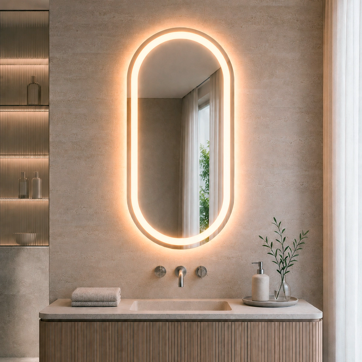 Miroir bain ovale lumineux Noxis