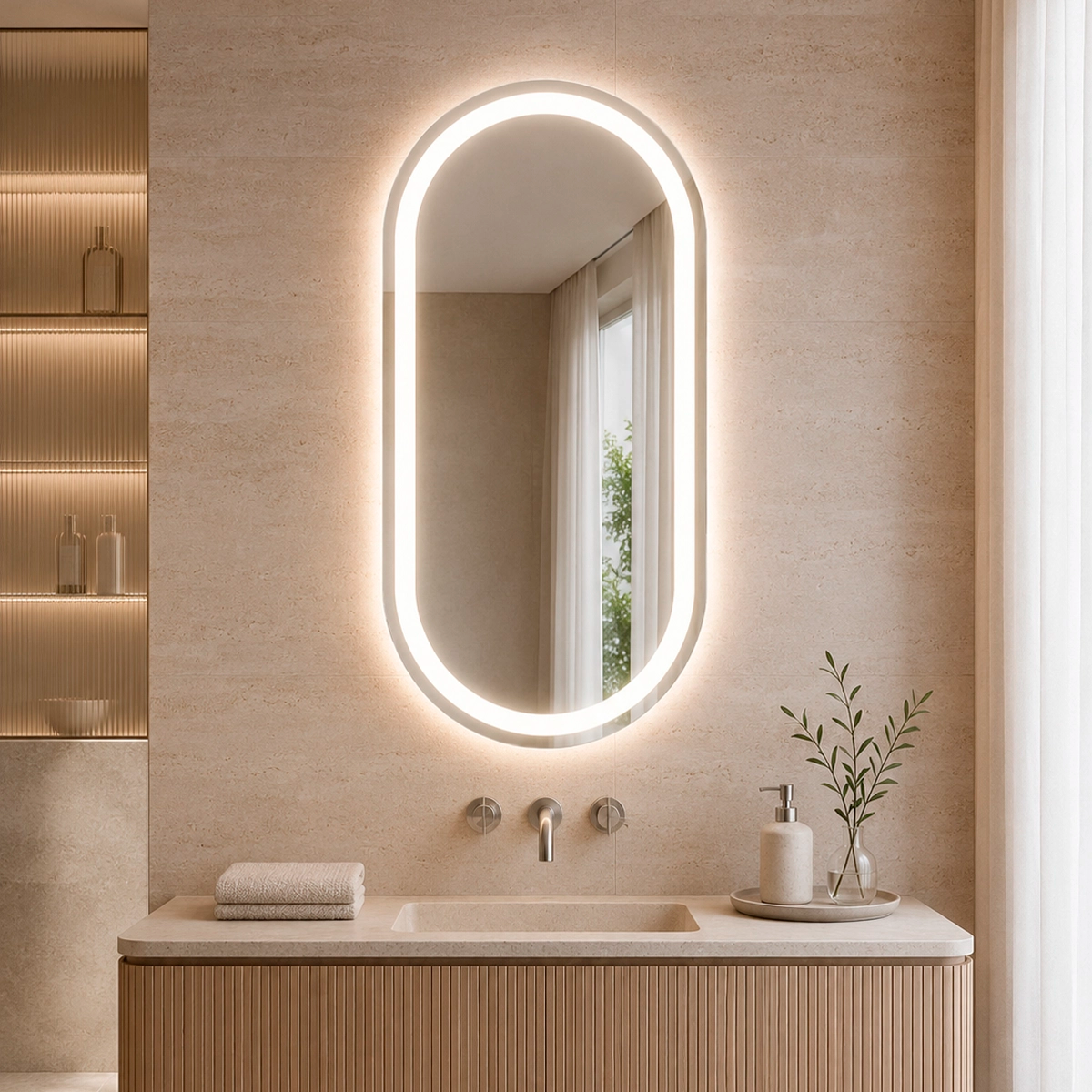 Miroir bain ovale lumineux Noxis