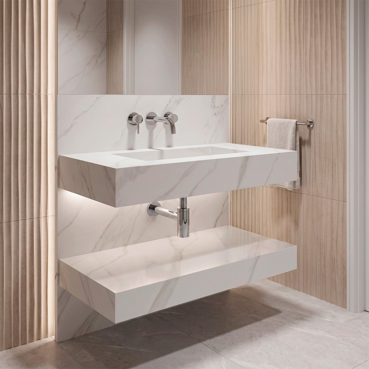 Lavabo suspendu avec plan Boreal