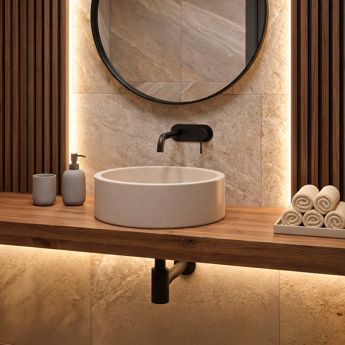 Lavabo en ciment pour salle de bain Sobia
