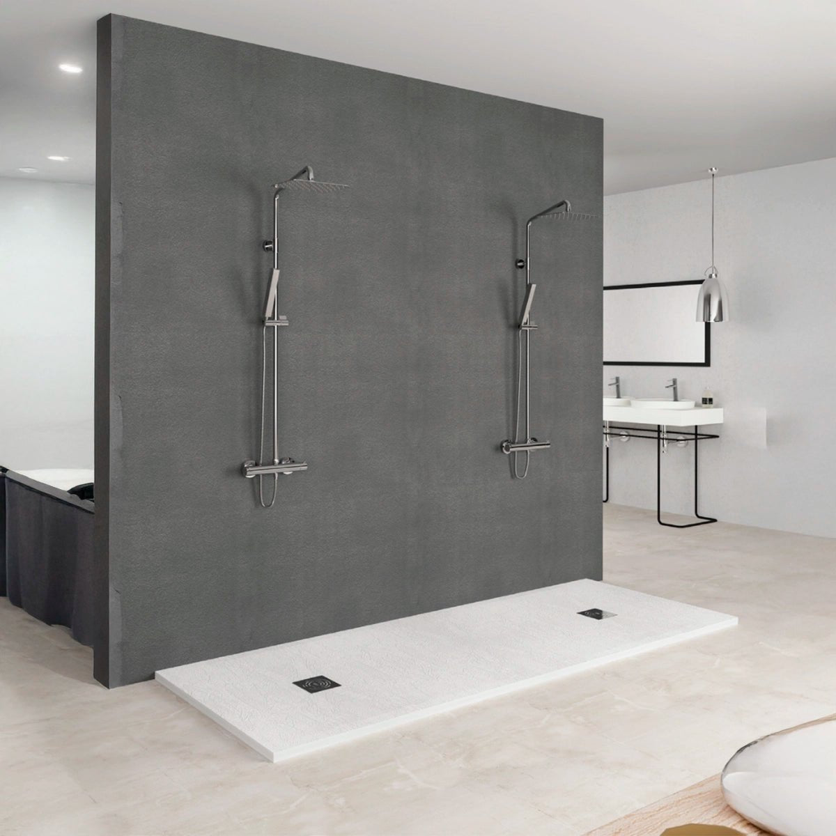 Plato de ducha resina textura soft Bizona - Thebath