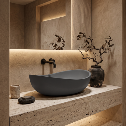 Lavabo gris à poser Volux