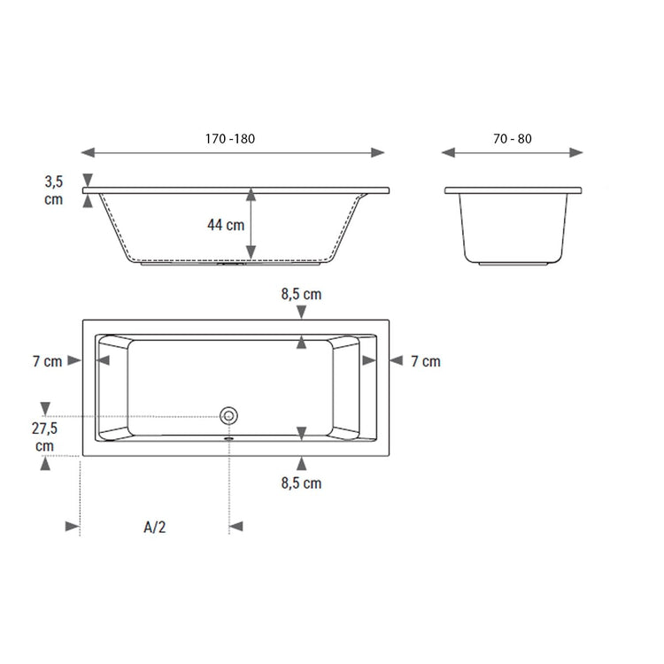 Baignoire autoportante Rectangle