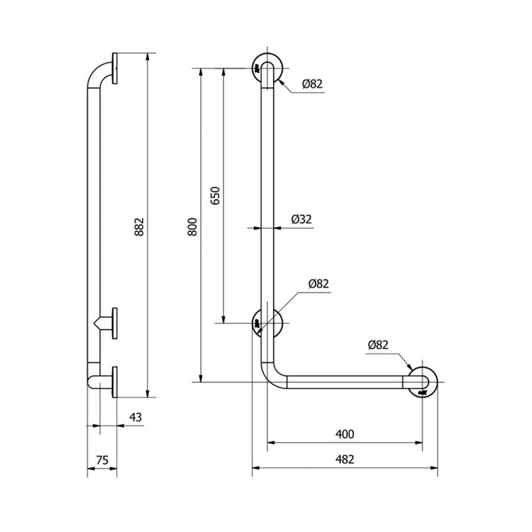 Barre handicapée fixe antidérapante