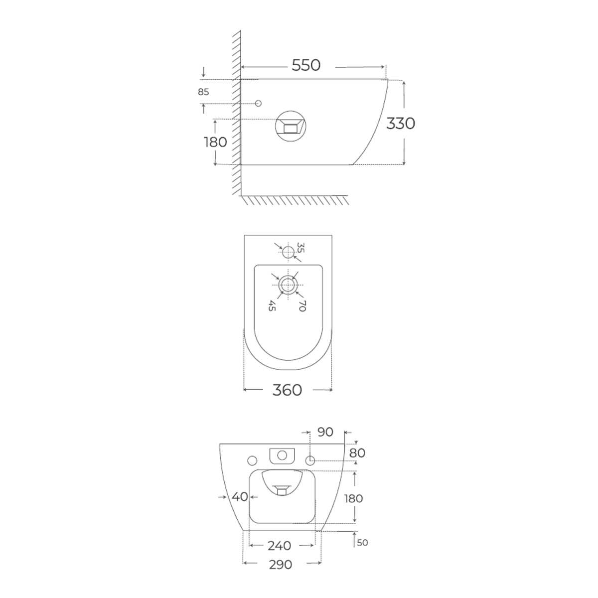 Bidé suspendido redondo Veron - Thebath