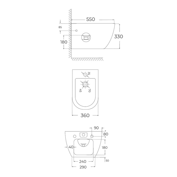 Bidet mural rond Veron