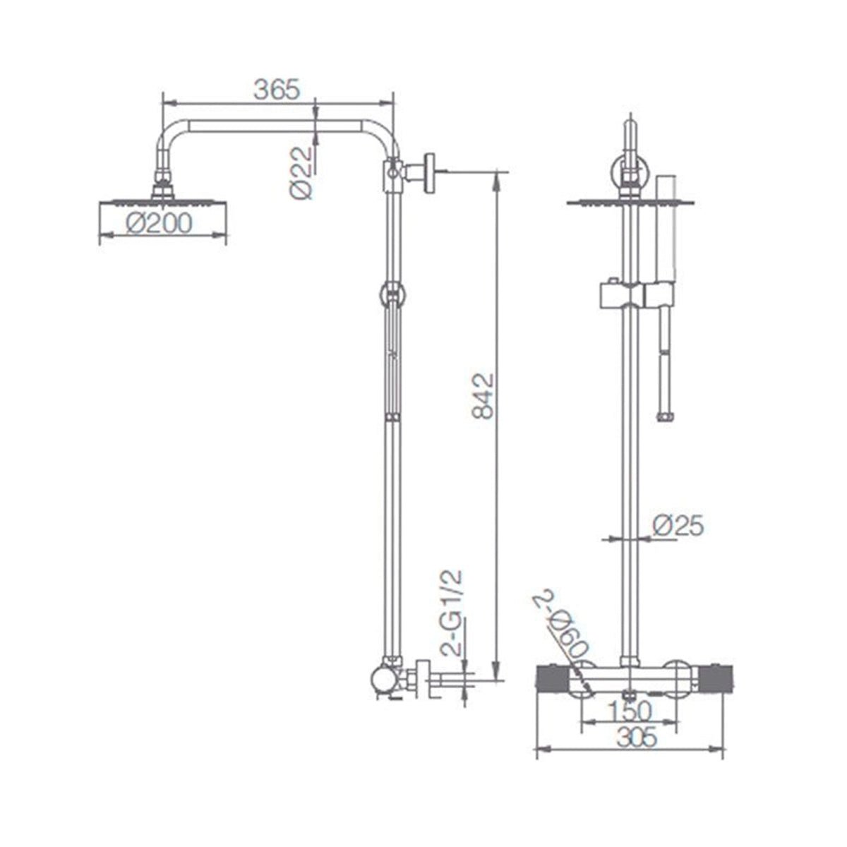 Columna de ducha y bañera Line - Thebath