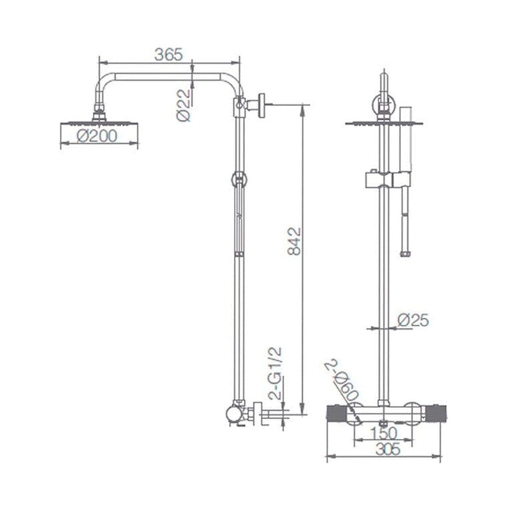 Colonne de douche et baignoire Line