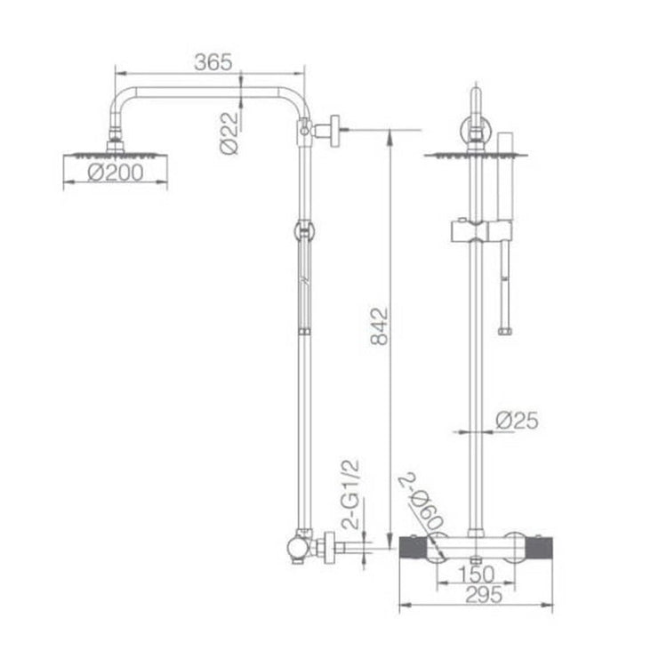 Colonne de douche thermostatique Line