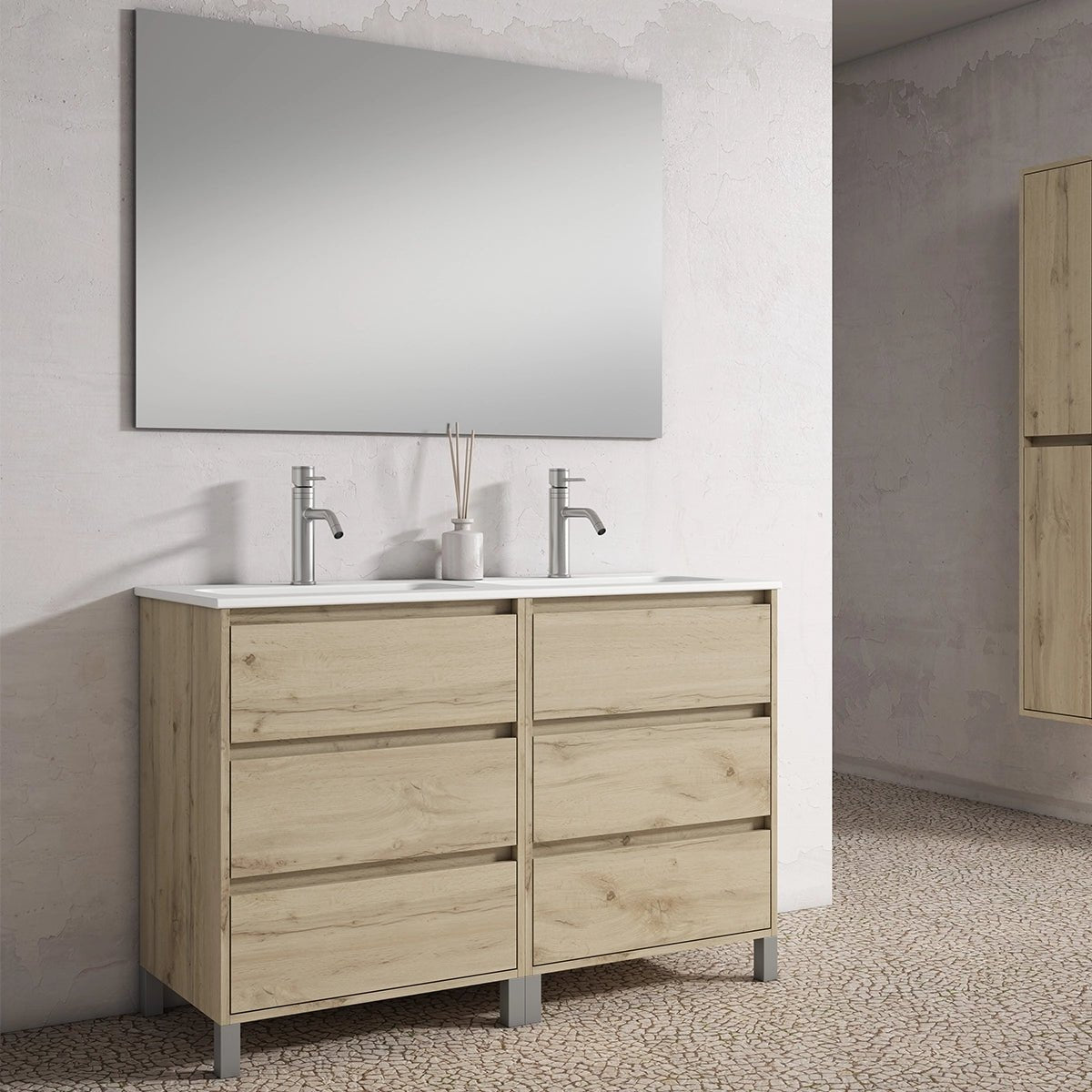 Conjunto mueble baño y lavabo 2 senos Jade - Thebath