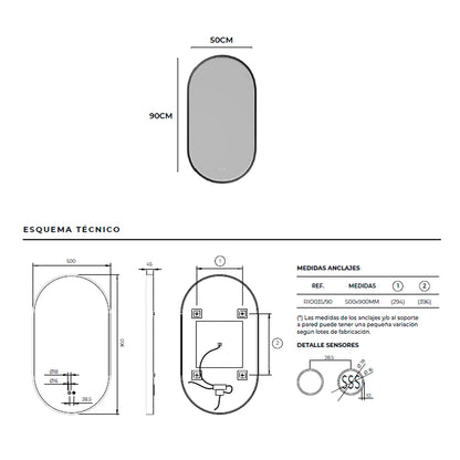 Miroir avec éclairage LED intégré Rio