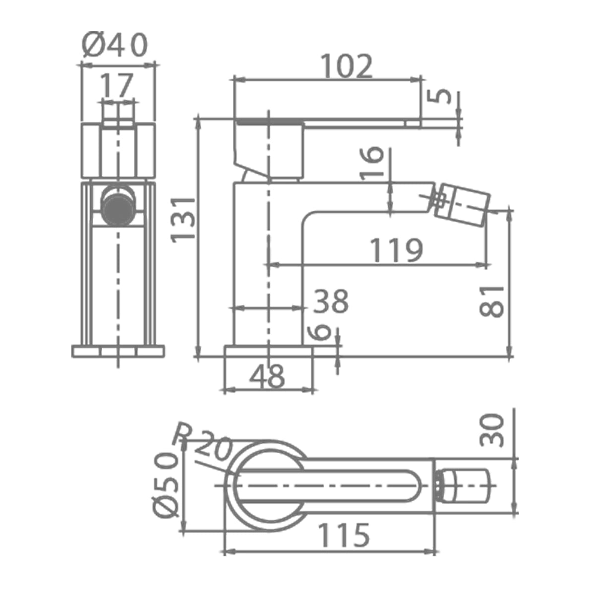 Robinet de Bidet mélangeur à levier unique de Roms
