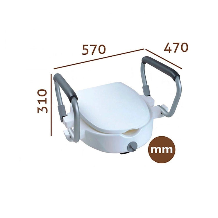 Élévateur de toilettes avec poignées et couvercle