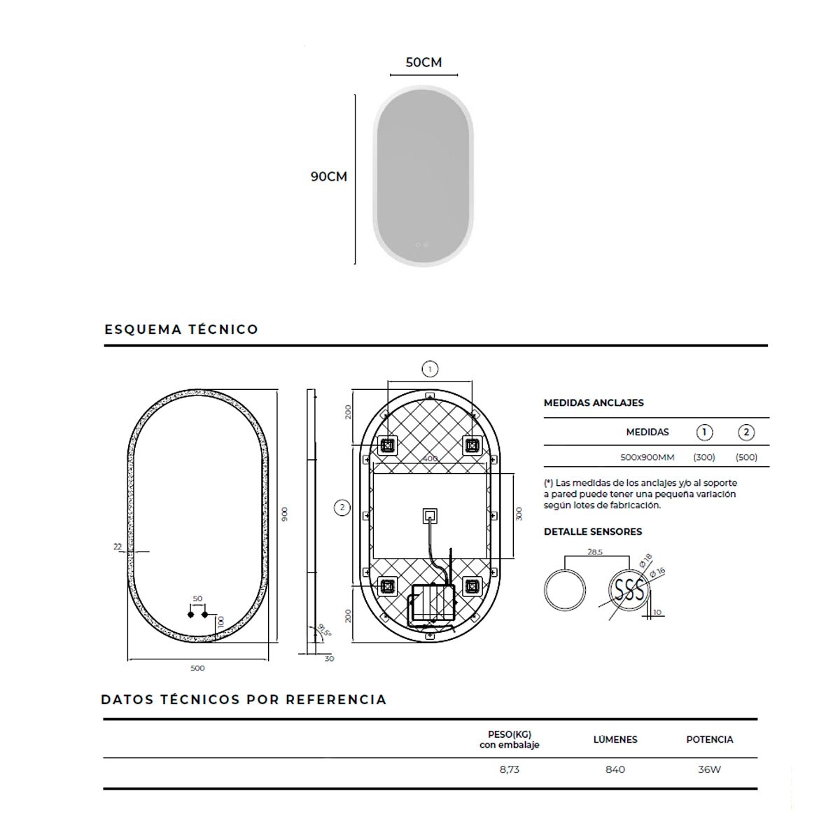 Espejo baño marco iluminado Canadá - Thebath