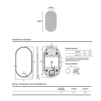 Espejo baño marco iluminado Canadá - Thebath