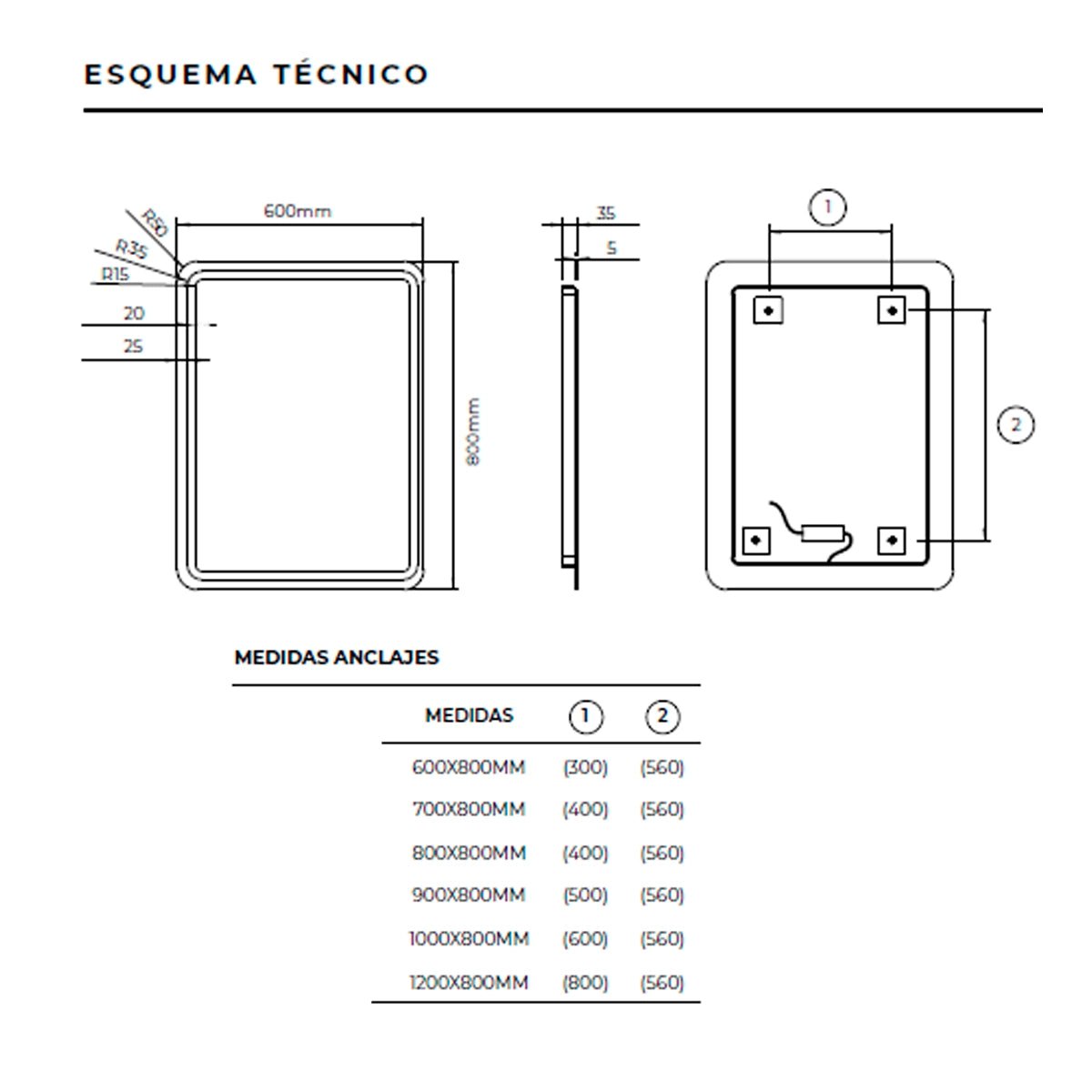 Espejo con luces led Austria - Thebath