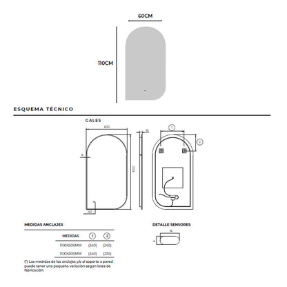 Espejo con sensor de proximidad Gales - Thebath