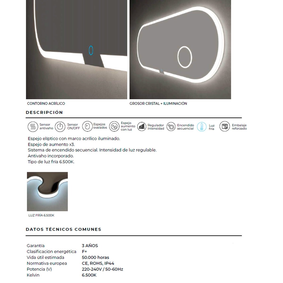 Espejo de baño aumento Indiana - Thebath