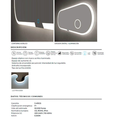 Espejo de baño aumento Indiana - Thebath