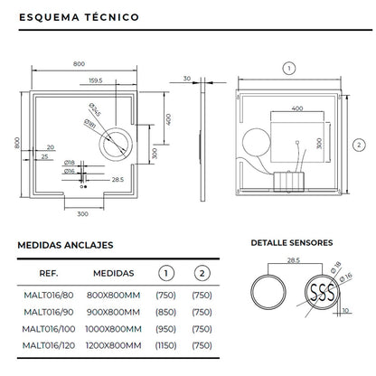 Espejo de baño con aumento Malta - Thebath
