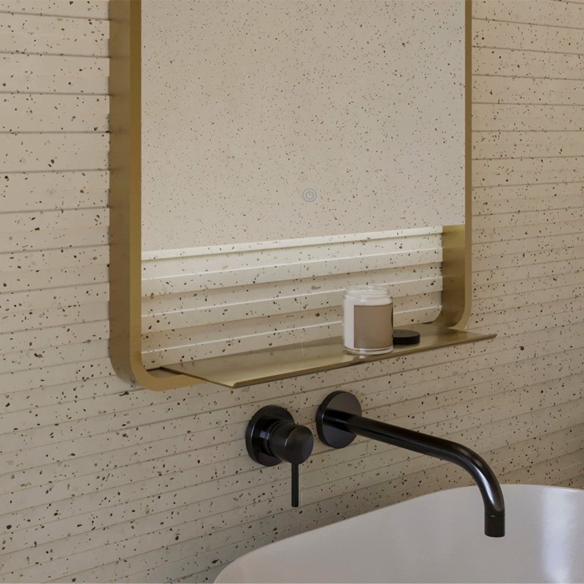 Espejo de baño con encimera acero inoxidable Nira - The Bath