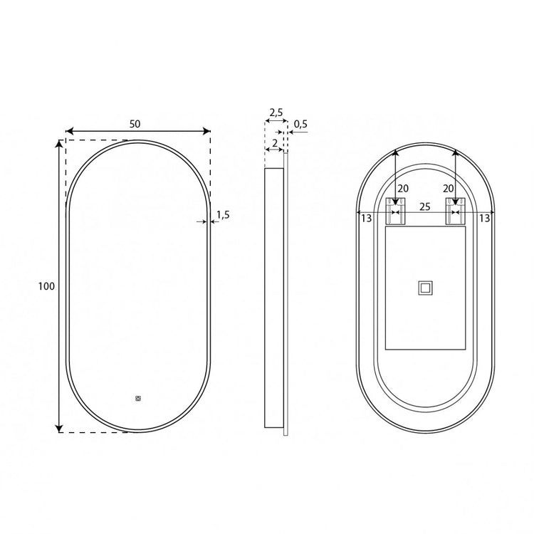 Miroir de salle de bain Diana avec lumière LED