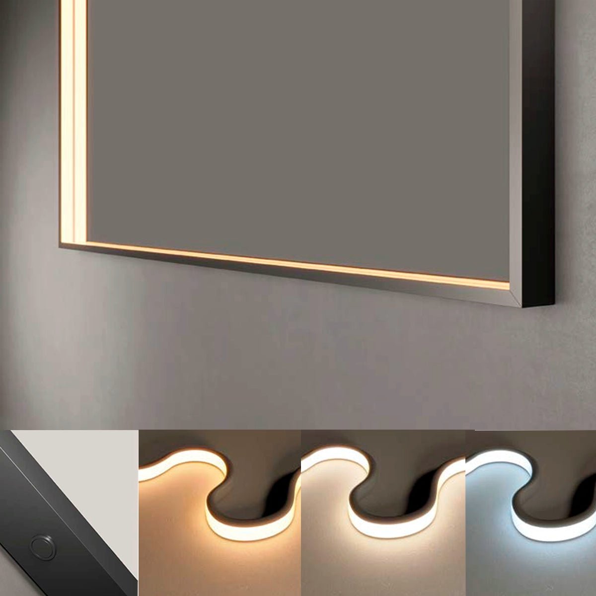 Espejo luz led integrada Ability negro - Thebath