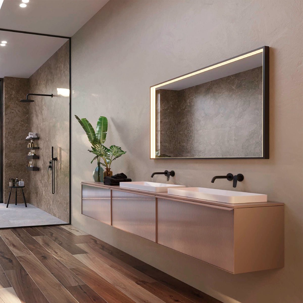 Espejo luz led integrada Ability negro - Thebath