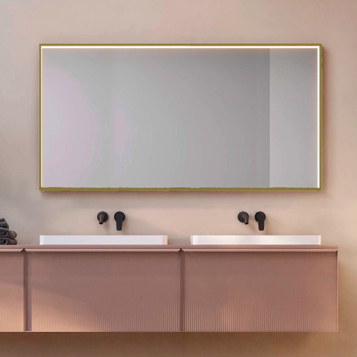 Espejo luz led integrada Ability oro cepillado - Thebath