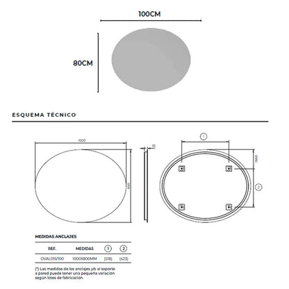 Espejo ovalado con luz led Oval - Thebath