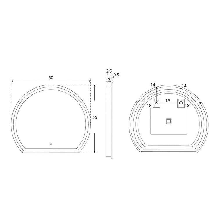 Miroir de salle de bain Vesta à 1 bouton