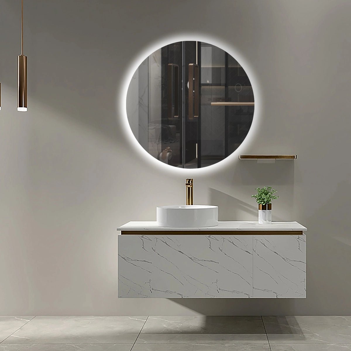 Espejo redondo con luz led Oporto - Thebath