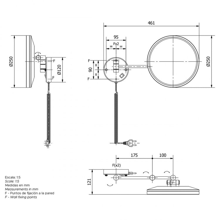 Miroir rond grossissant 3x avec lumière