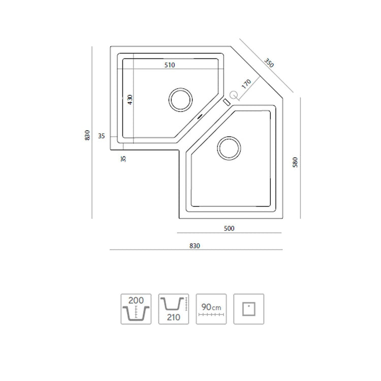 Coin évier granit Suprême E830